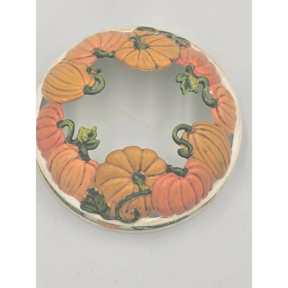 Yankee Candle Pumpkin Jar Topper Metal Candle Shade Fall Harvest Orange